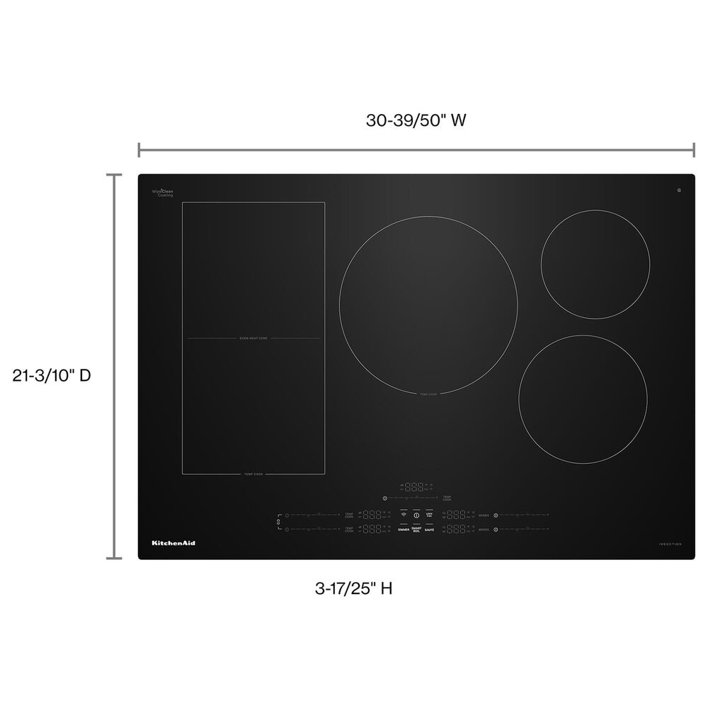 KitchenAid 30&quot; Induction Cooktop with 5 Cooking Zones in Black, , large