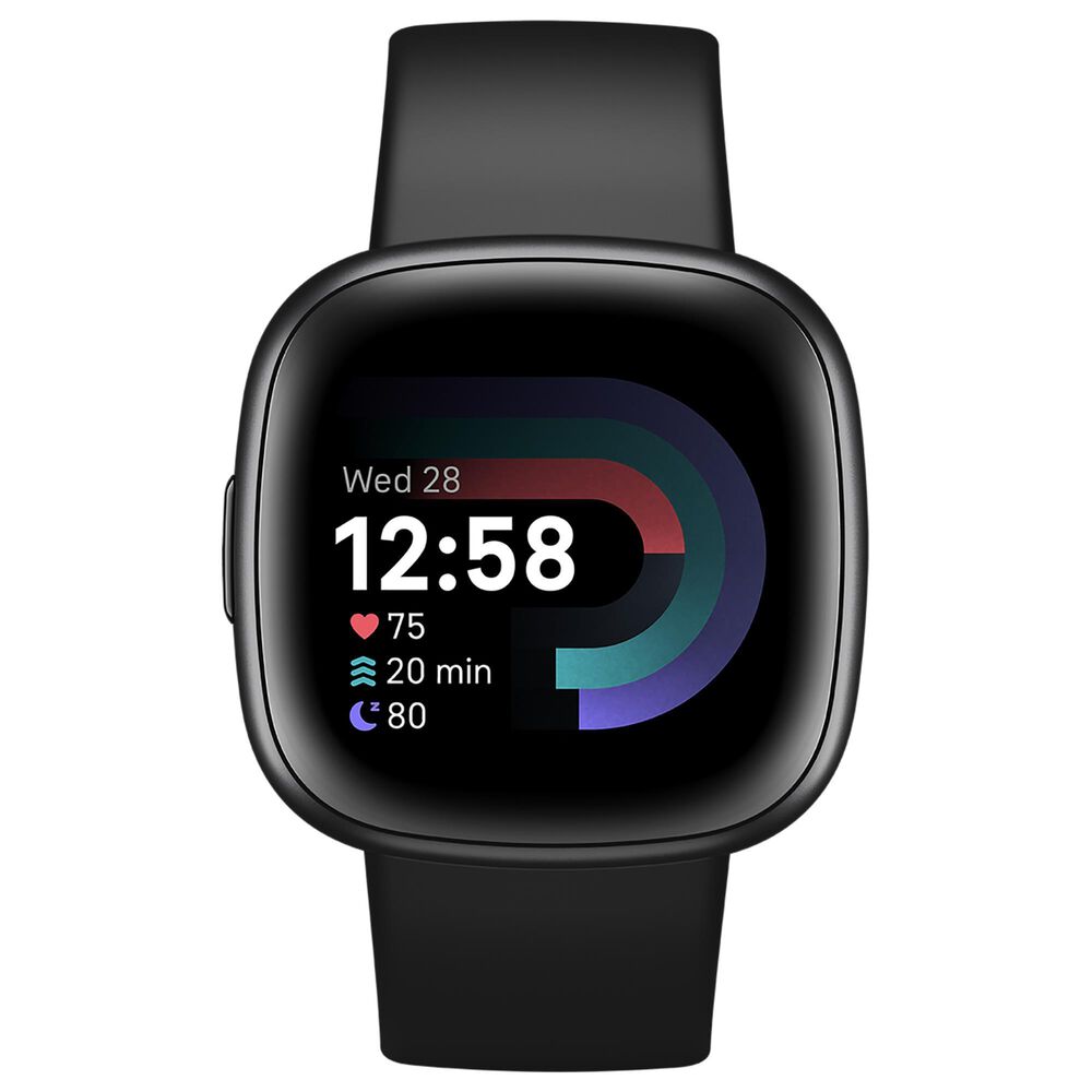 Fitbit Versa 4 Smartwatch Graphite Aluminum with Black Band, , large
