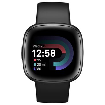 Fitbit Versa 4 Smartwatch Graphite Aluminum with Black Band, , large