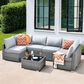 HOMLUX 7-Piece Patio Conversation Set with Grey Wicker in Gray, , large