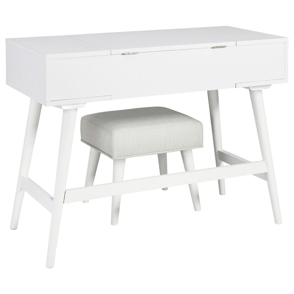 Ashley Thadamere Vanity with Stool in White, , large