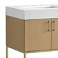 37B Mauri 42" Single Bathroom Vanity with Metal Base in Warm Oak with High-Profile 4" White Composite Stone Top, , large