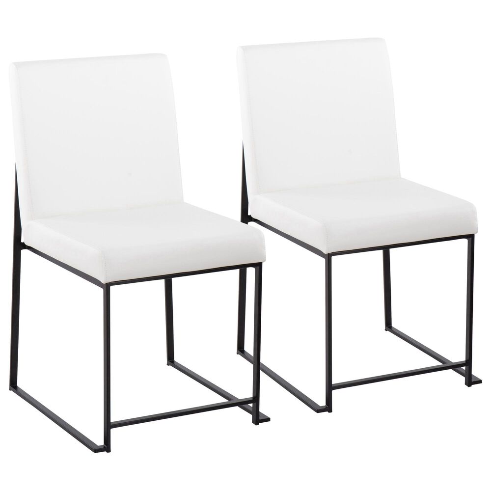 Lumisource Fuji Dining Chair with White Faux Leather Cushion in Black (Set of 2), , large