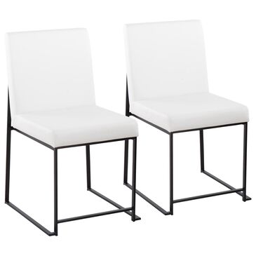 LumiSource Fuji Dining Chair with White Faux Leather Cushion in Black (Set of 2), , large