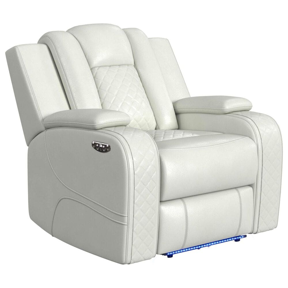 Mayberry Hill Carlo Power Motion Recliner with Power Headrest and LED in Pebble Oyster, , large