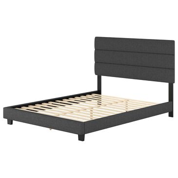 Accent Sicily Queen Upholstered Platform Bed in Black, , large