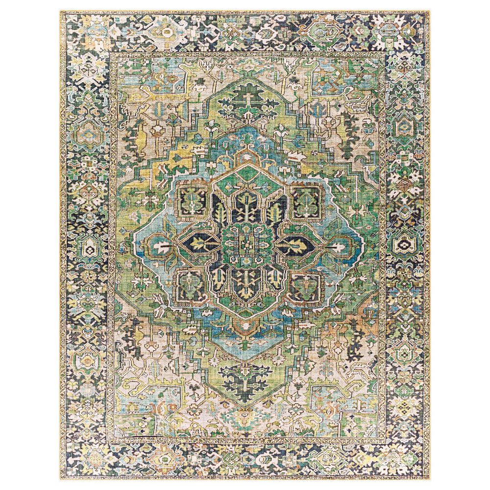 Surya Iris 7"6" x 9"6" Medium Green, Dark Blue, Charcoal, Light Olive, Sage, Light Beige and Cream Area Rug, , large