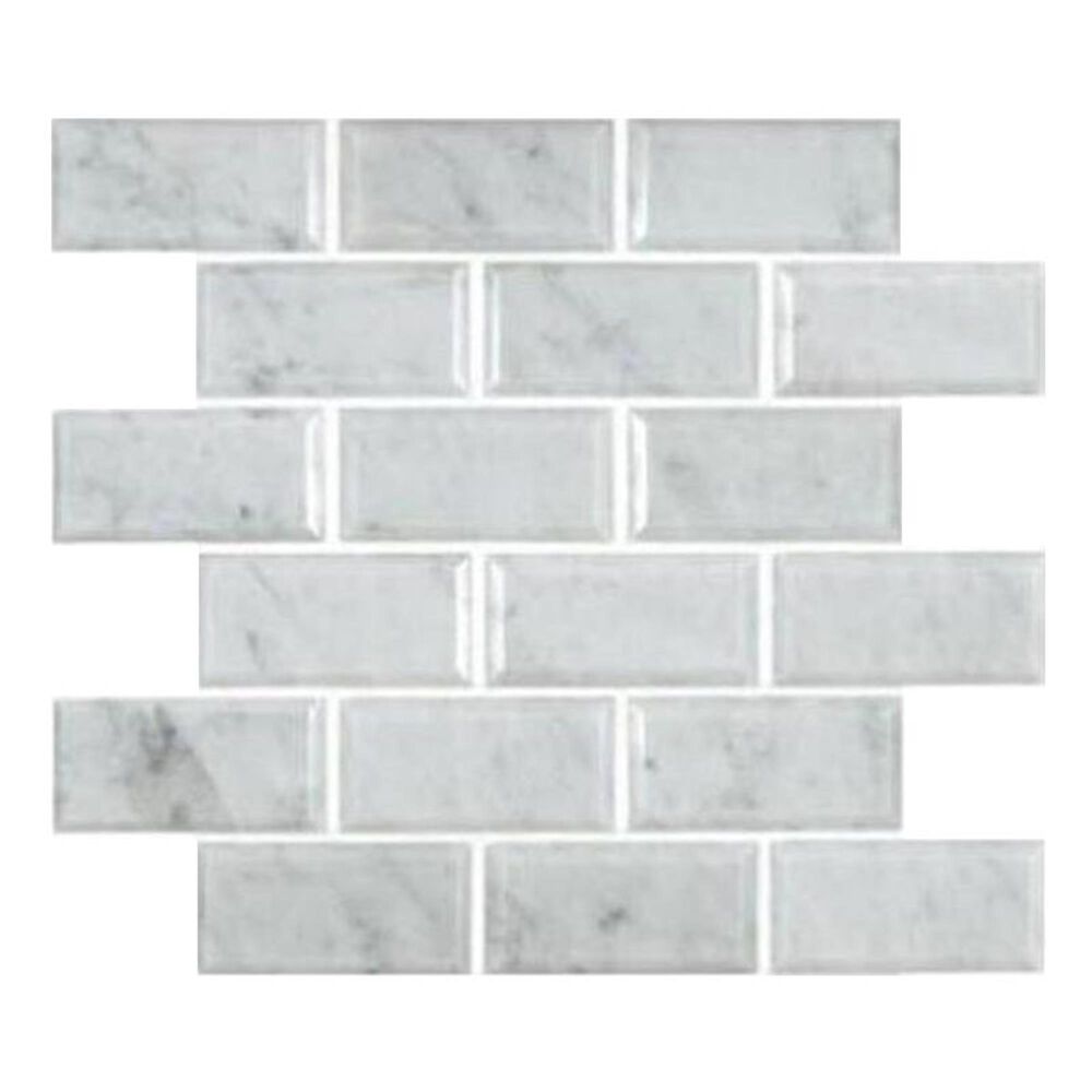 MS International Marble Arabescato Carrara 12" x 12" Honed/Beveled Natural Stone Mosaic Sheet, , large