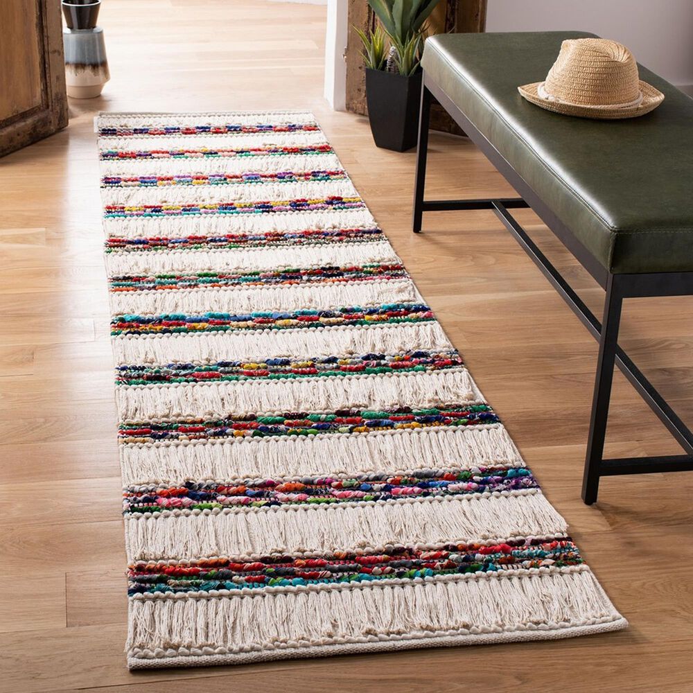 Safavieh Natura NAT654A 2&#39;3&quot; x 8&#39; Ivory and Red Runner, , large