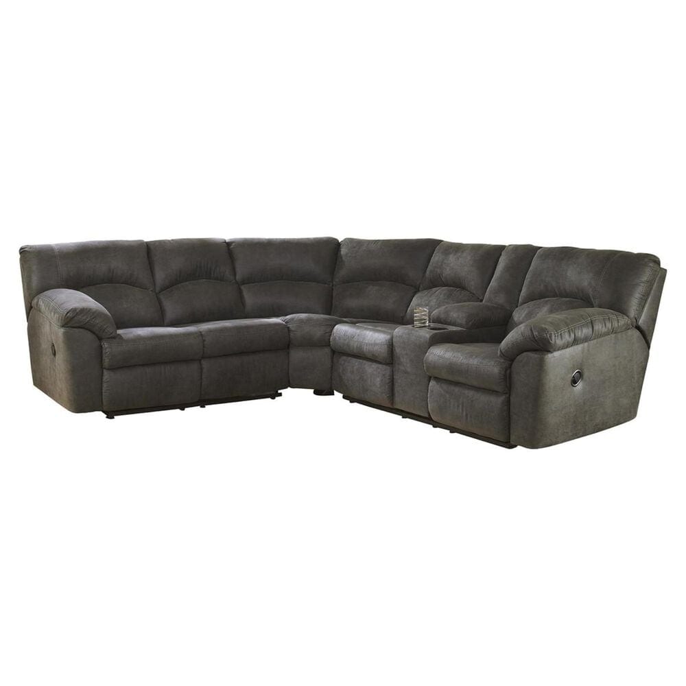 Ashley Tambo 2-Piece Manual Reclining Curved Sectional in Gray, , large