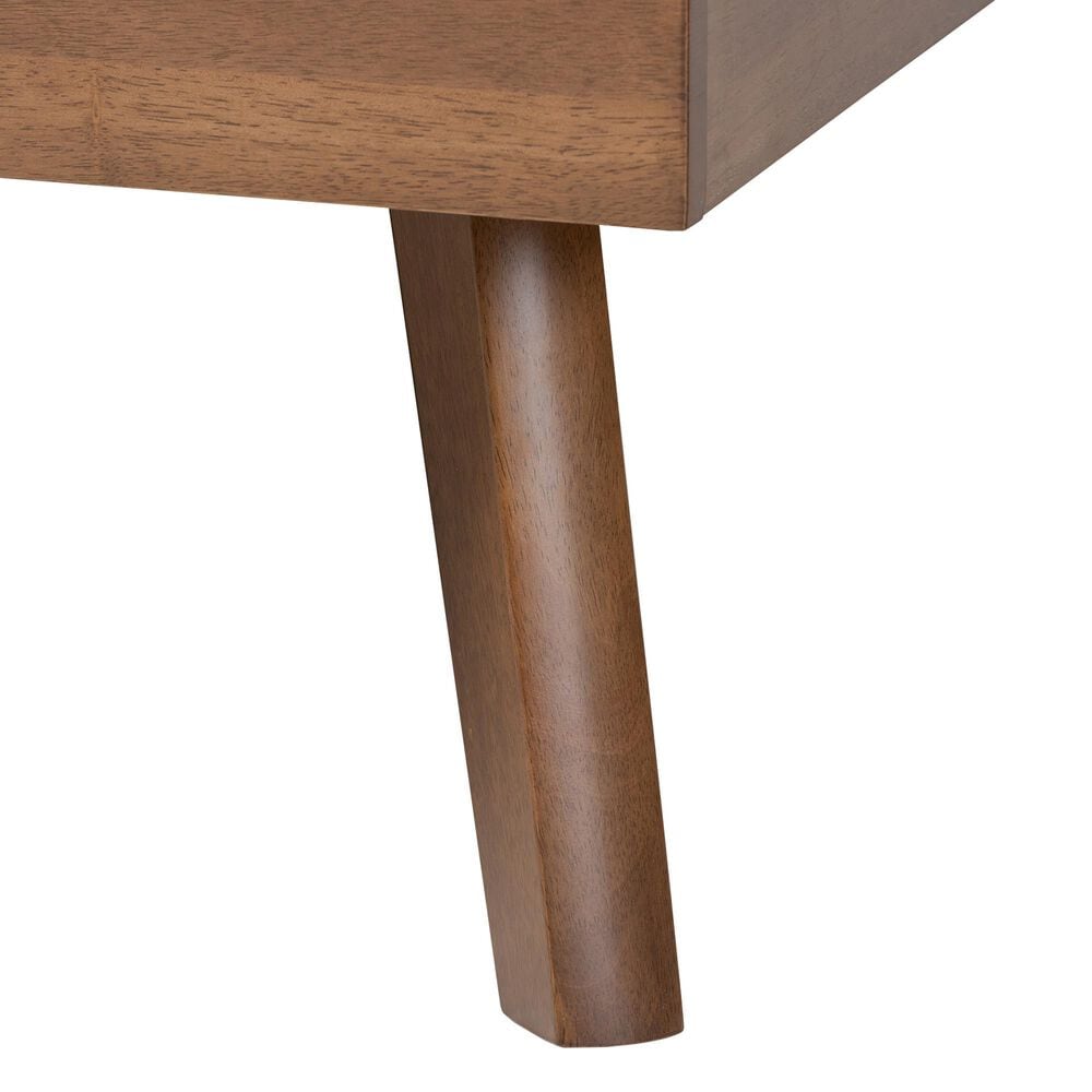 Baxton Studio Alke King Platform Bed with Dark Grey Fabric in Walnut Brown, , large