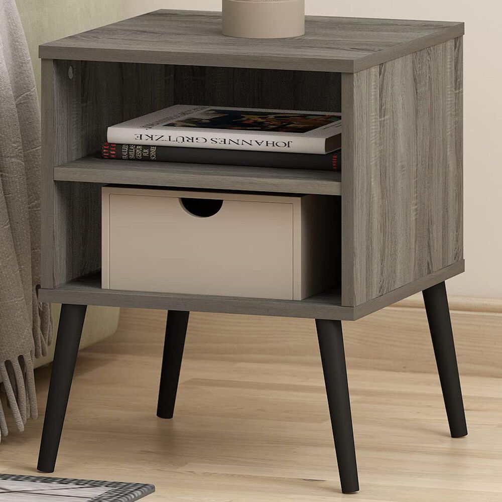 HOMLUX Claude 2-Tier Square End Table in French Oak Grey, , large