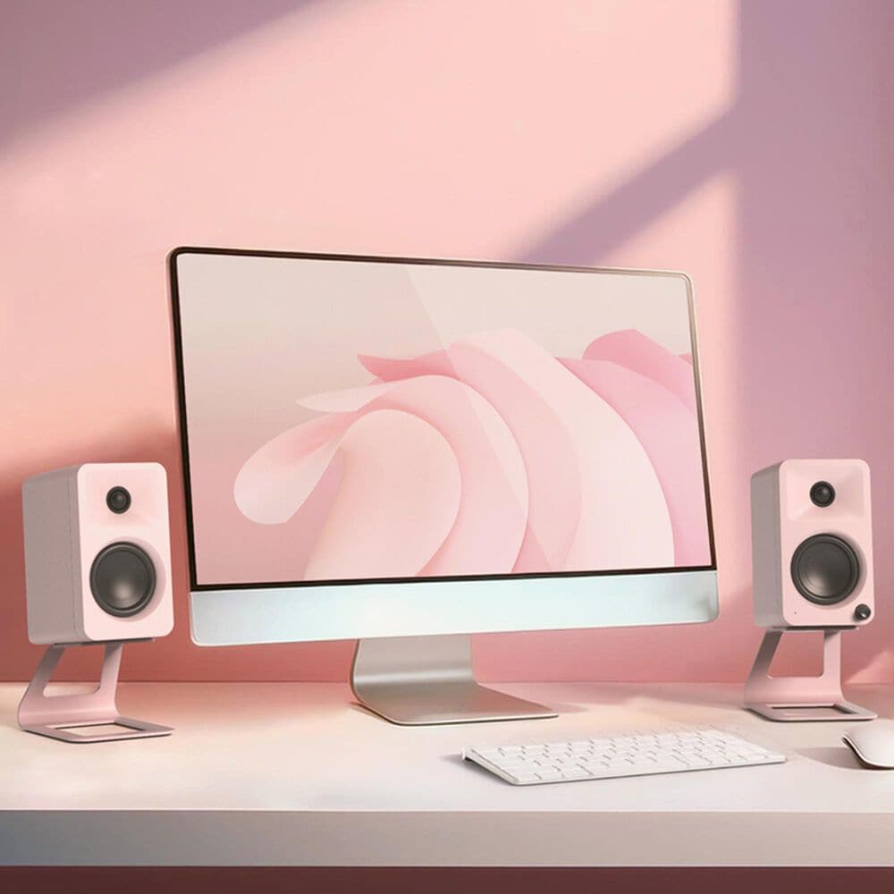 Kanto Elevated Desktop Speaker Stand for Small Speakers in Pink (Set of 2), , large