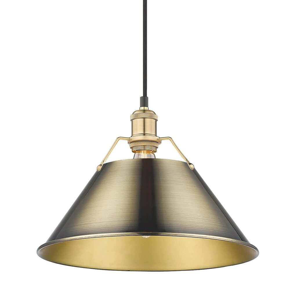 Golden Lighting Orwell 1-Light Wide Large Pendant with Aged Brass Shade in Brushed Champagne Bronze, , large