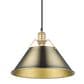 Golden Lighting Orwell 1-Light Wide Large Pendant with Aged Brass Shade in Brushed Champagne Bronze, , large