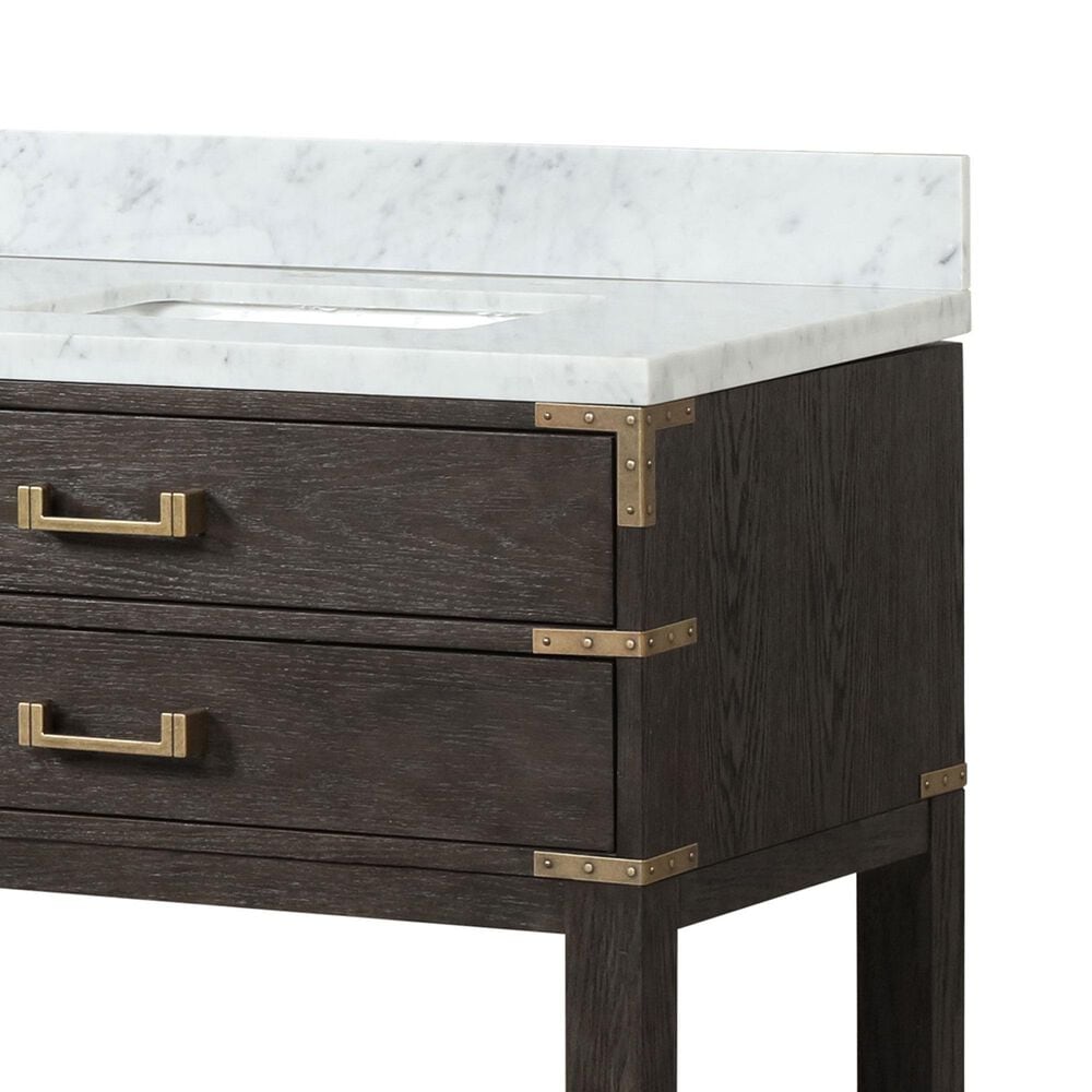Lexora Home Norwalk 84&quot; Double Bathroom Vanity in Brown Oak with White Carrara Marble Top and Rectangle Sink, , large