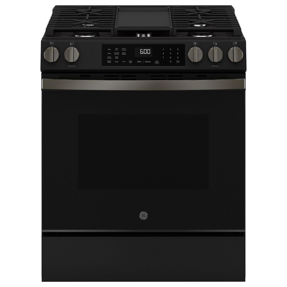GE Appliances 2-Piece Kitchen Packages with 30&quot; Slide-In Gas Range and 1.9 Cu. Ft. Over-the-Range Microwave Oven in Fingerprint Resistant Black Slate, , large