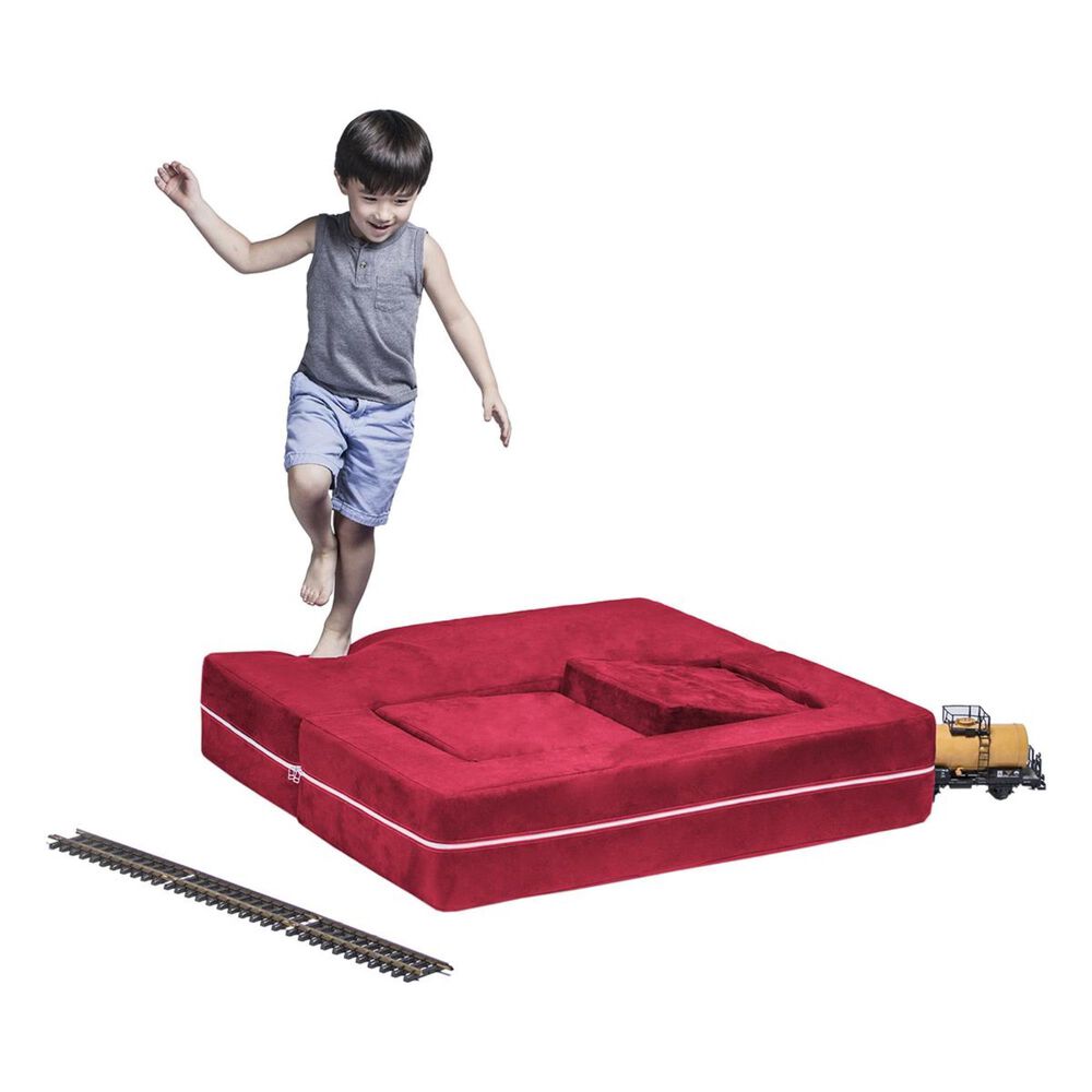 Jaxx Zipline Modular Kids Loveseat &amp; Ottomans in Cherry, , large