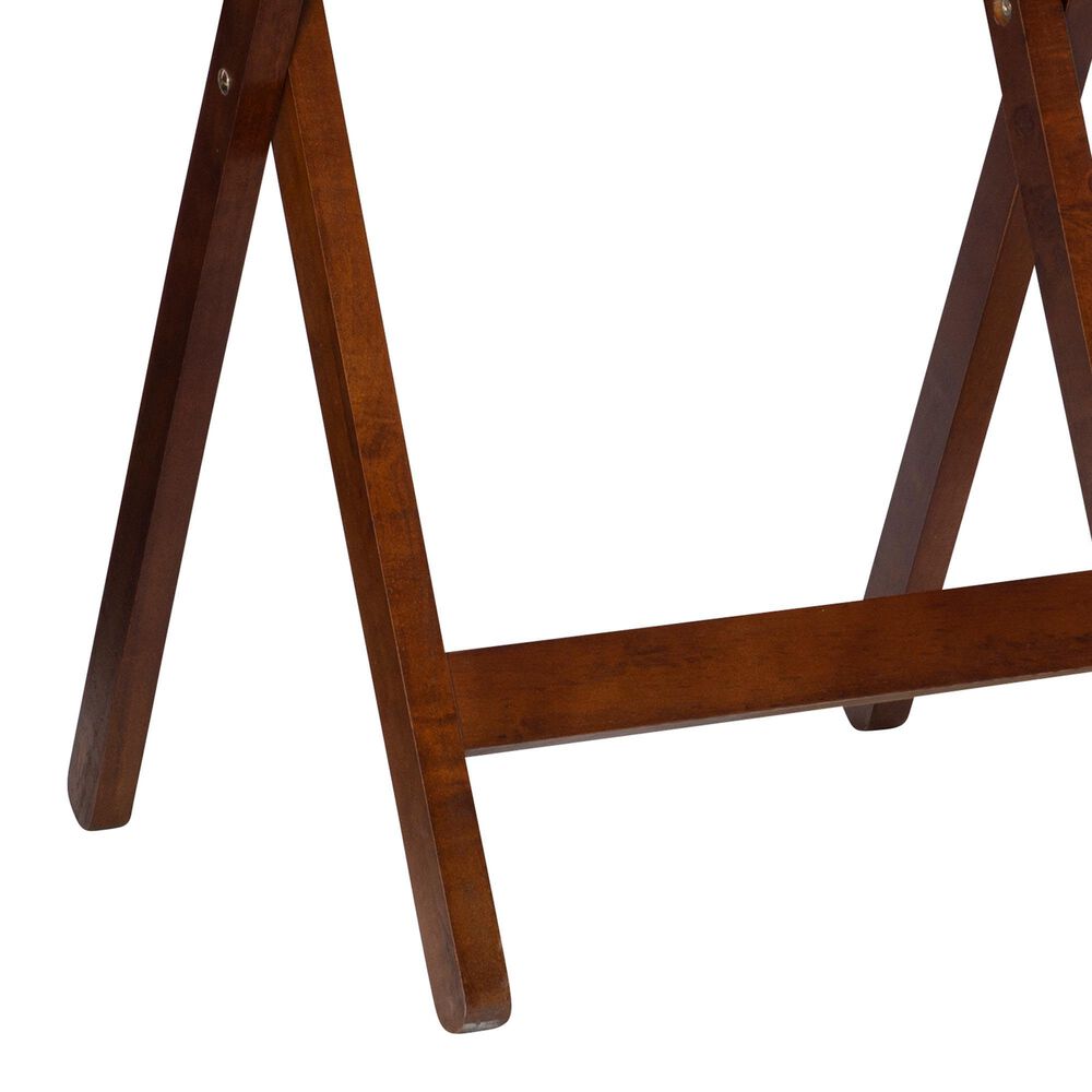 Linon Home Decor Burke Folding TV Tray Table Set with Stand in Dark Cherry and Chrome (Set of 4), , large