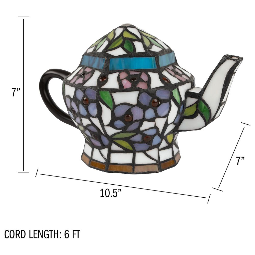 Timberlake Tiffany Style Teapot Lamp in Multicolor, , large