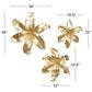 Maple and Jade 18" x 16" Contemporary Flowers Wall Decor in Gold (Set of 3), Gold, large