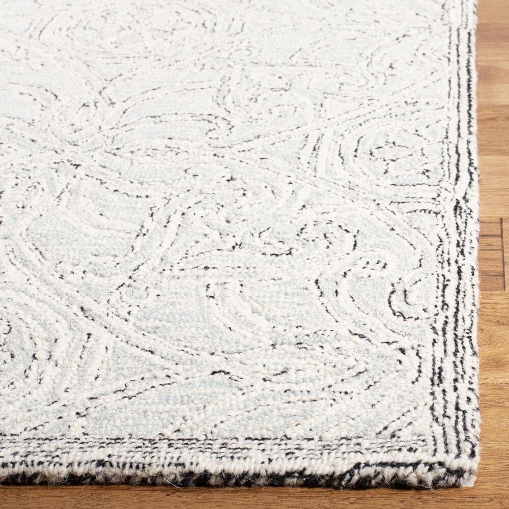 Safavieh Micro-Loop Damask 5&#39; Square Gray and Ivory Area Rug, , large