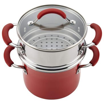 Rachael Ray 3-Quart Covered Steamer Set in Cranberry Red, , large