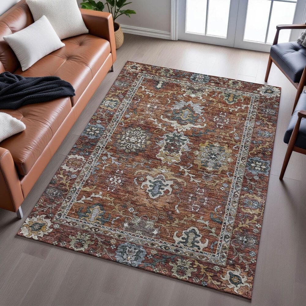 Dalyn Rug Company Silk Road Paprika, Chocolate, Ivory, Gold, Copper, Blue, Teal and Mocha 3&#39; x 5&#39; Area Rug, , large