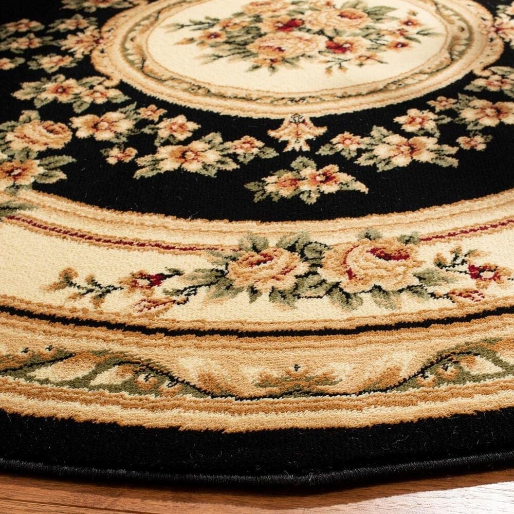Safavieh Lyndhurst LNH218 8&#39; Round Black and Ivory Area Rug, , large