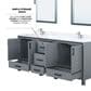 Lexora Home Ziva 80" Double Bathroom Vanity in Dark Grey with 2 cm White Quartz Top and Rectangular Sinks, , large
