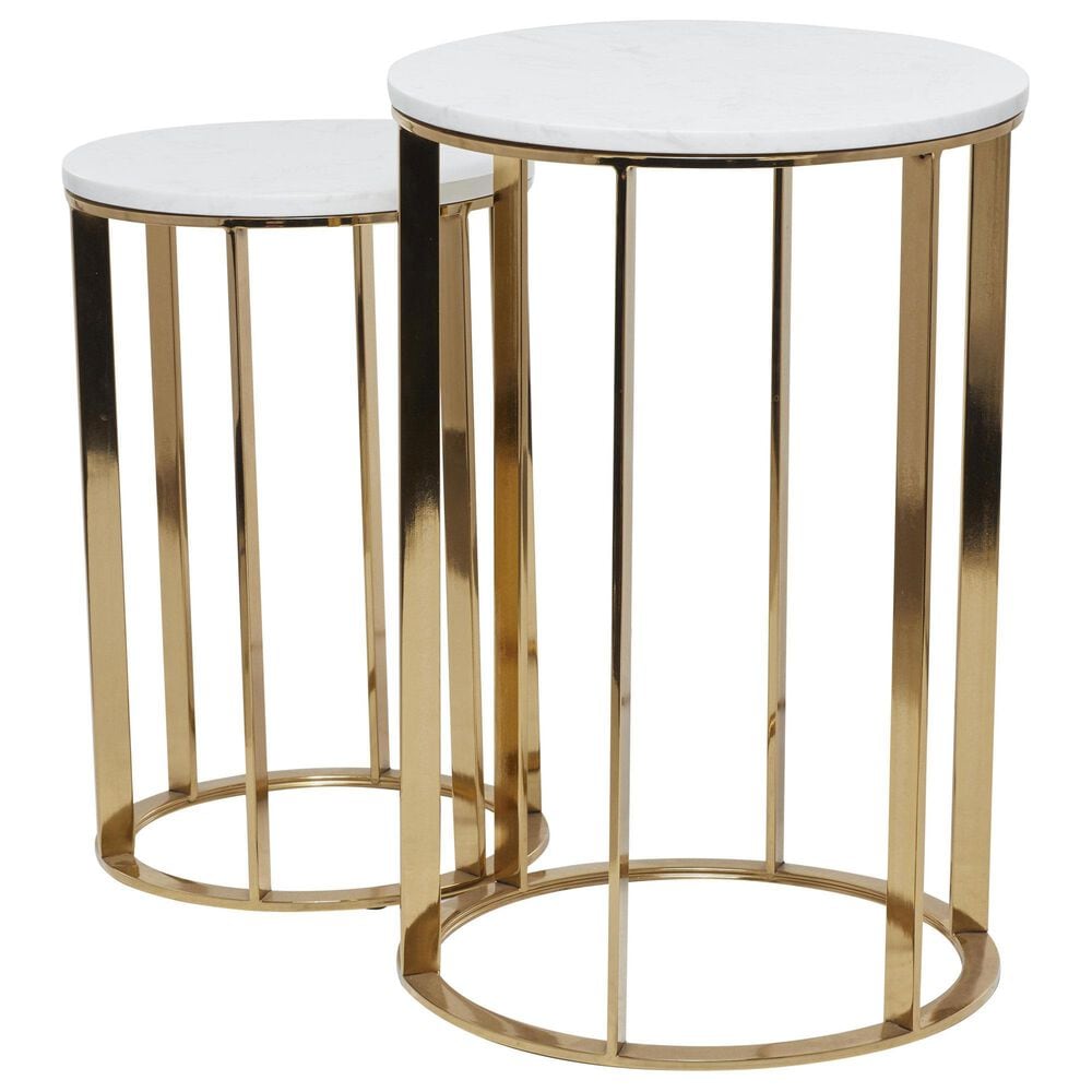 Maple and Jade End Table with Marble Top in Gold (Set of 2), , large