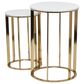 Maple and Jade End Table with Marble Top in Gold (Set of 2), , large