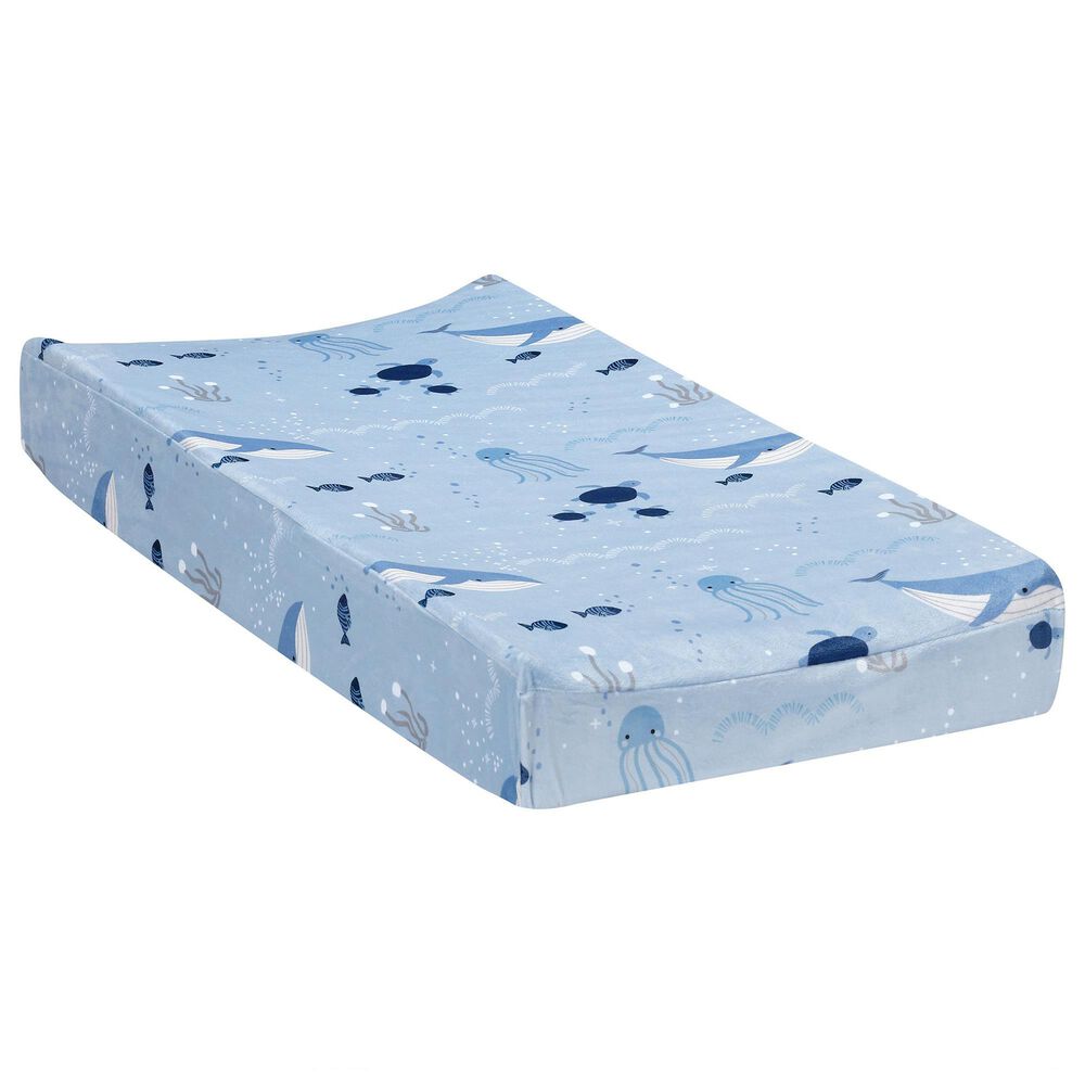 Lambs & Ivy Bubbles and Squirt Soft Changing Pad Cover in Blue, , large
