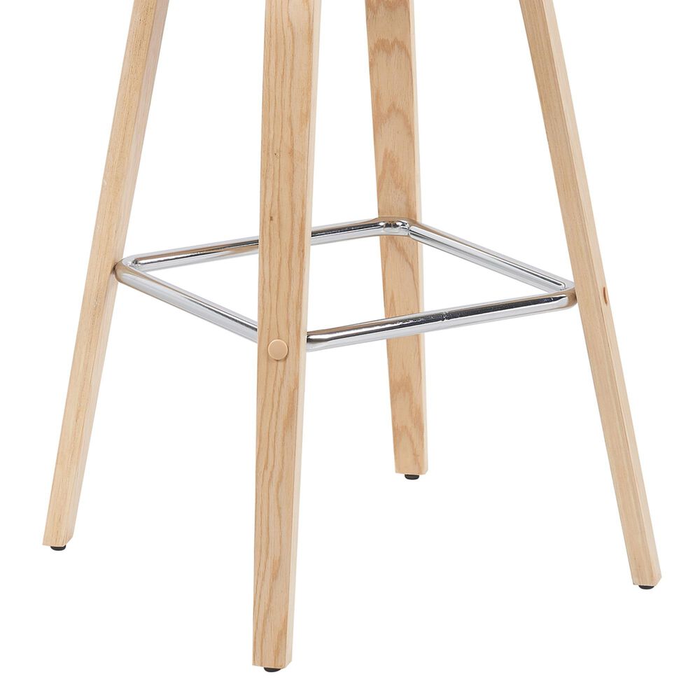 Armen Living Vienna Swivel Bar Height Stool with Gray Upholstery in Patterned Oak, , large
