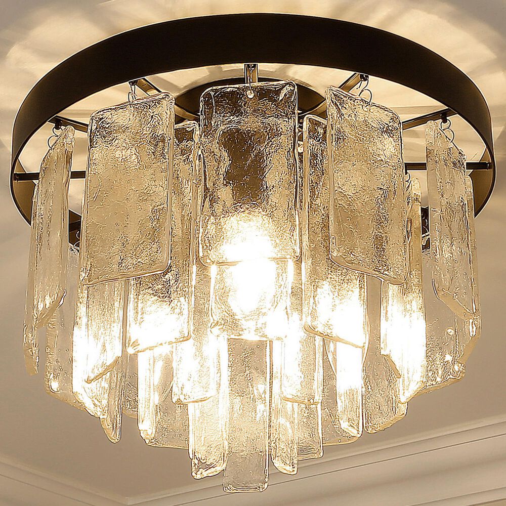 Golden Lighting Ciara 3-Light Flush Mount in Matte Black, , large