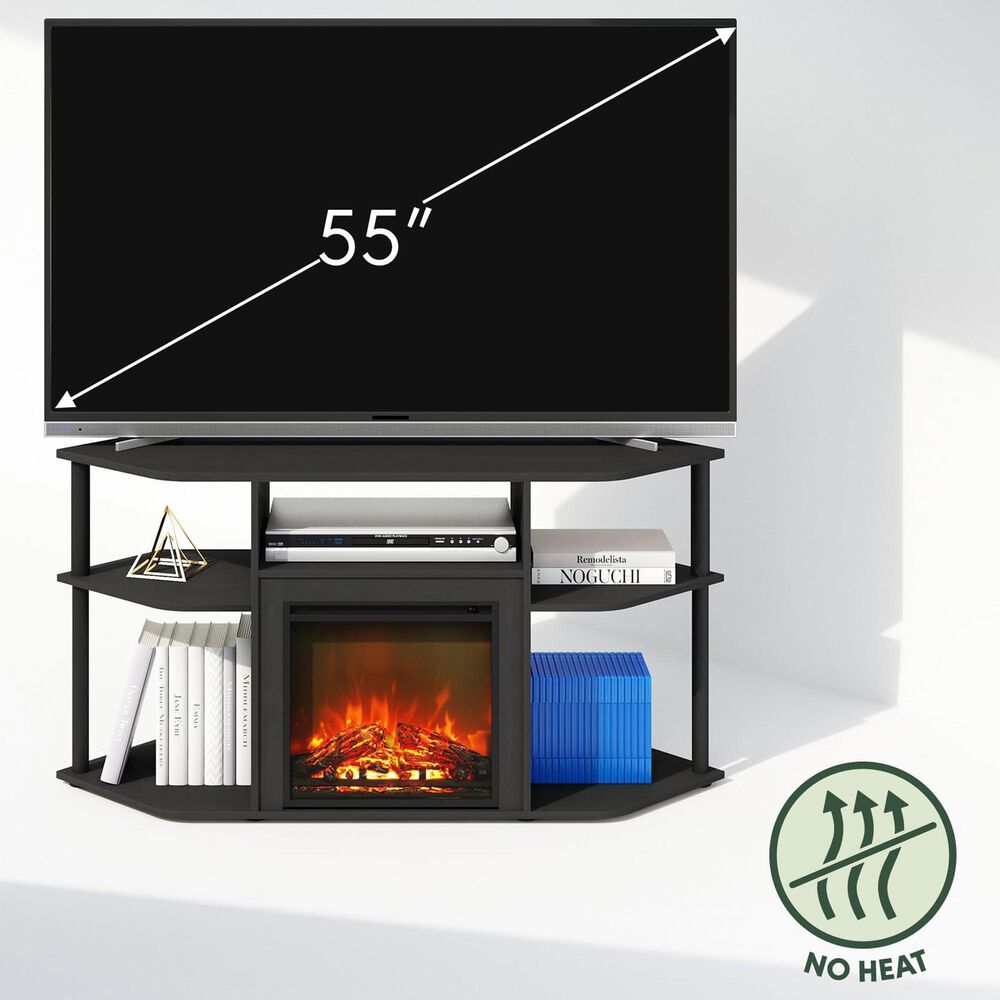 HOMLUX 47" Corner TV Stand with No Heat Electric Fireplace in Americano and Black, , large