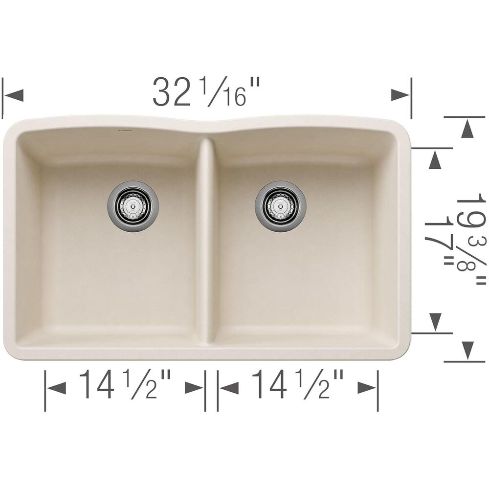 Blanco Diamond 32&quot; Equal Double Bowl Kitchen Sink in Soft White, , large