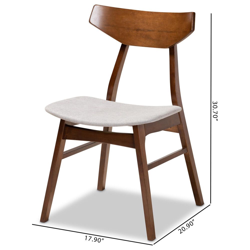 Baxton Studio Danica Side Chair with Light Grey Cushion in Walnut Brown (Set of 4), , large