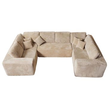 HOMLUX Modular Sectional Cloud Couch, Plush Corduroy U Shaped Sofa with Chaise, Big Comfy Couches Set in Beige, , large