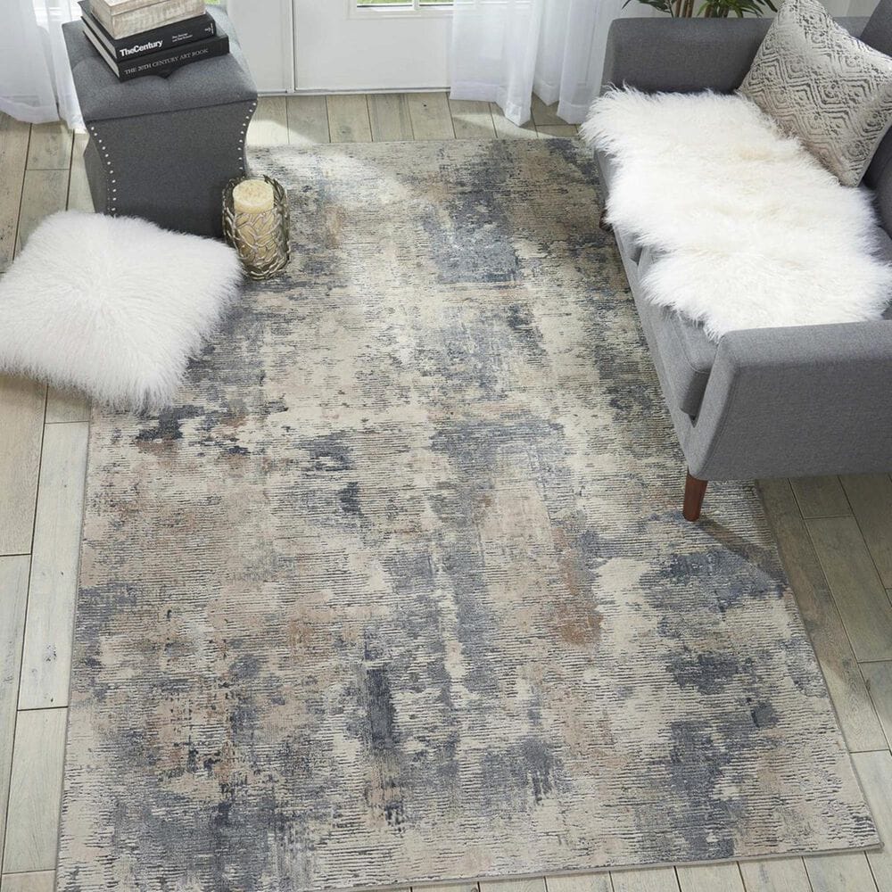 Nourison Rustic Textures RUS05 5"3" x 7"3" Beige and Grey Area Rug, , large