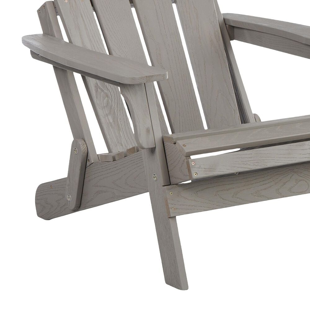 Hearth and Haven Outdoor Folding Adirondack Chair with Seat Board in Gray, , large