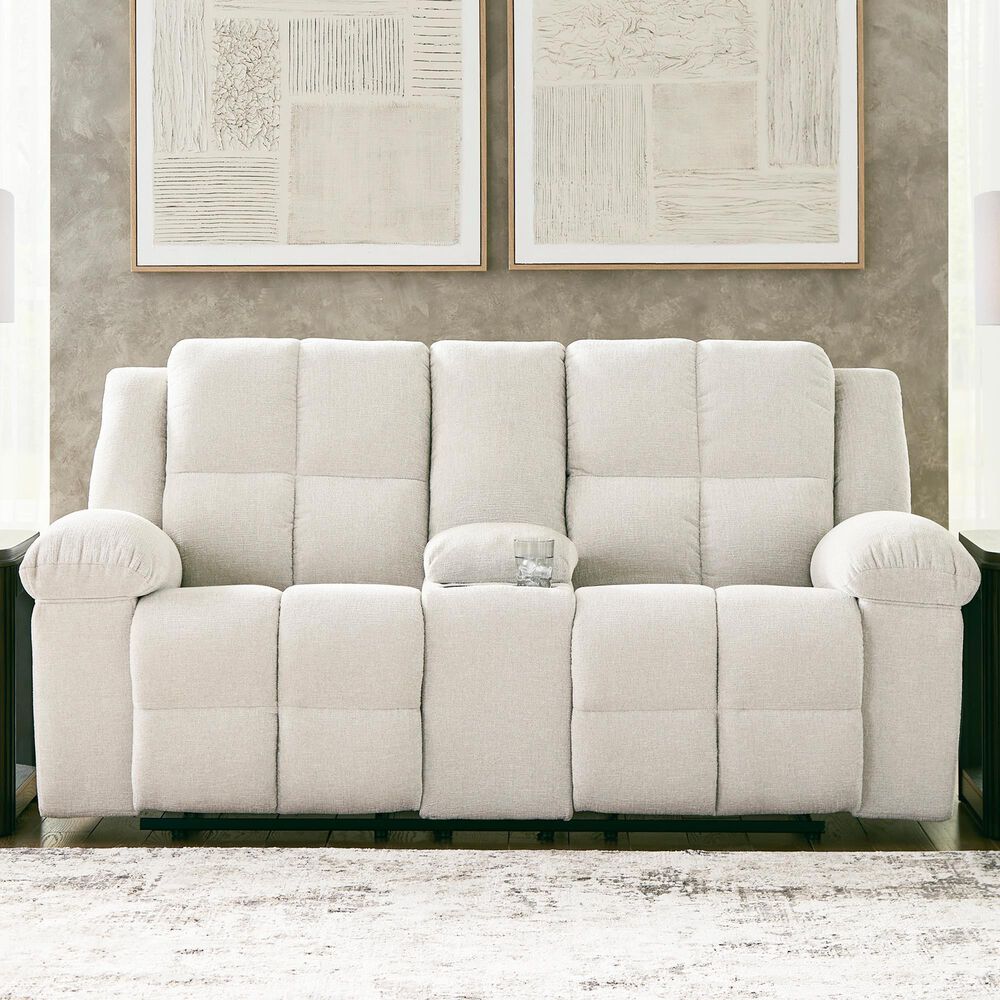 Ashley Orlen Manual Double Reclining Loveseat with Console in Winter, , large
