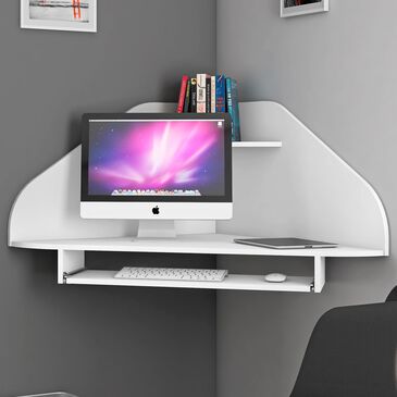Dayton Bradley Floating Corner Desk in White, , large