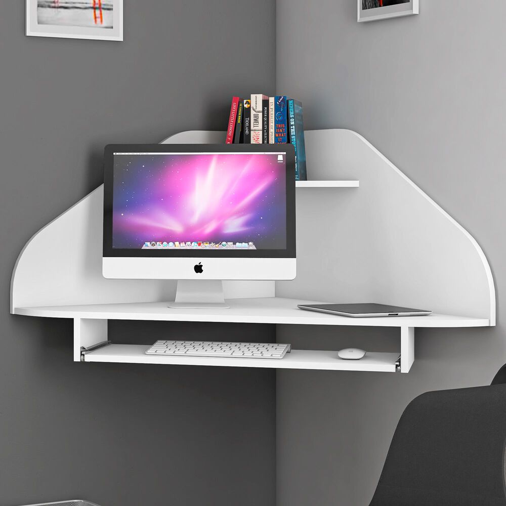 Dayton Bradley Floating Corner Desk in White, , large