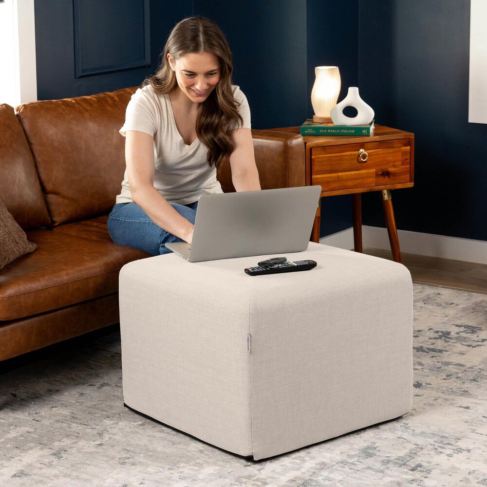Jaxx Monroe Medium Ottoman in Mist Light Grey, , large