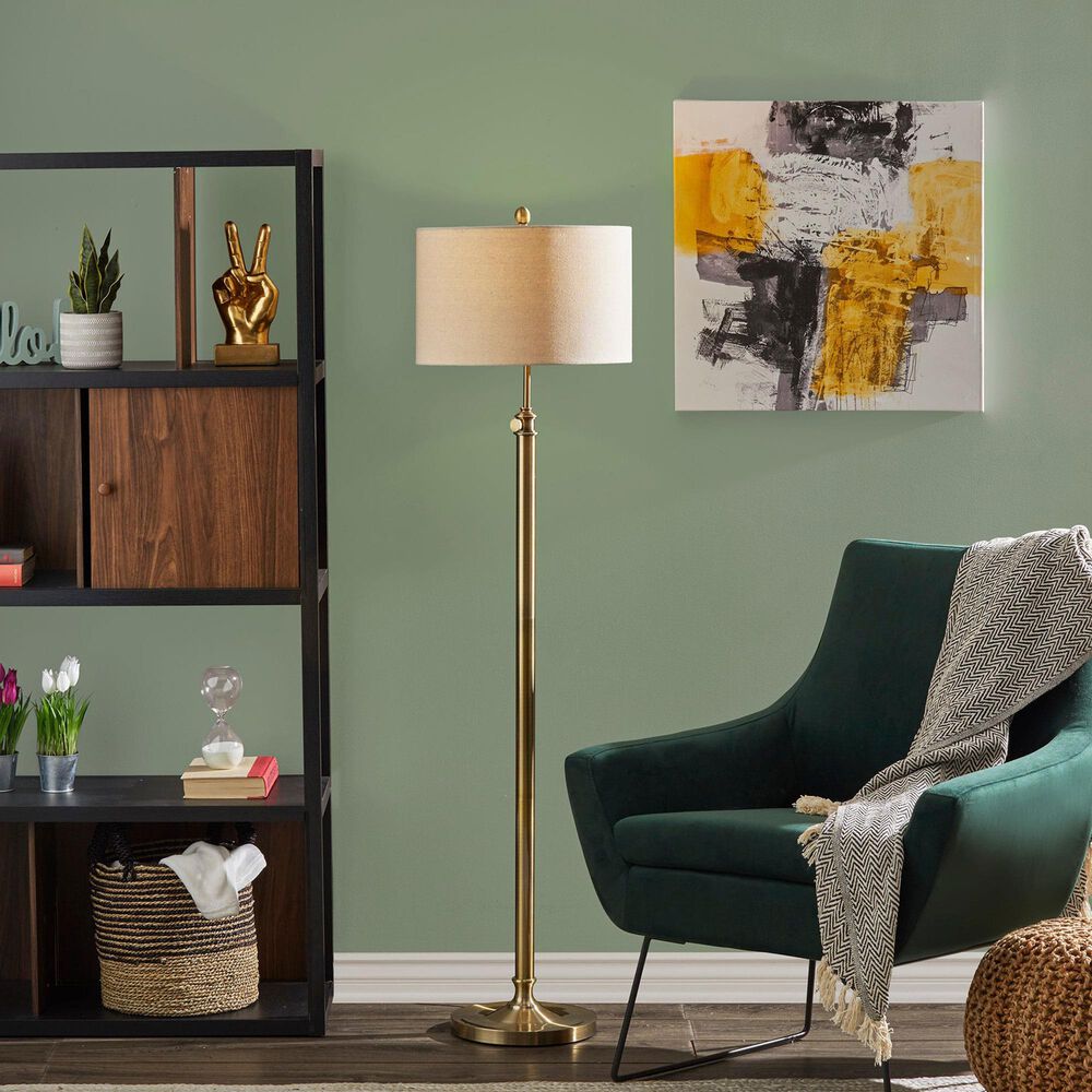 Adesso Barton Floor Lamp in Antique Brass, , large