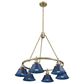 Golden Lighting Orwell 6-Light Chandelier with Matte Navy Shade in Aged Brass, , large
