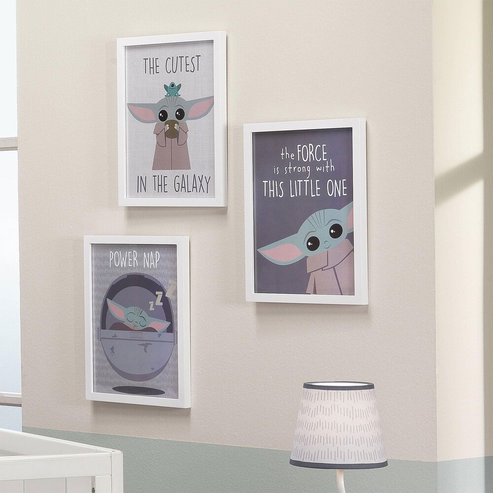 Lambs and Ivy Star Wars The Child 3-Piece Unframed Nursery Wall Art Decor in Blue, White, Green and Black, , large