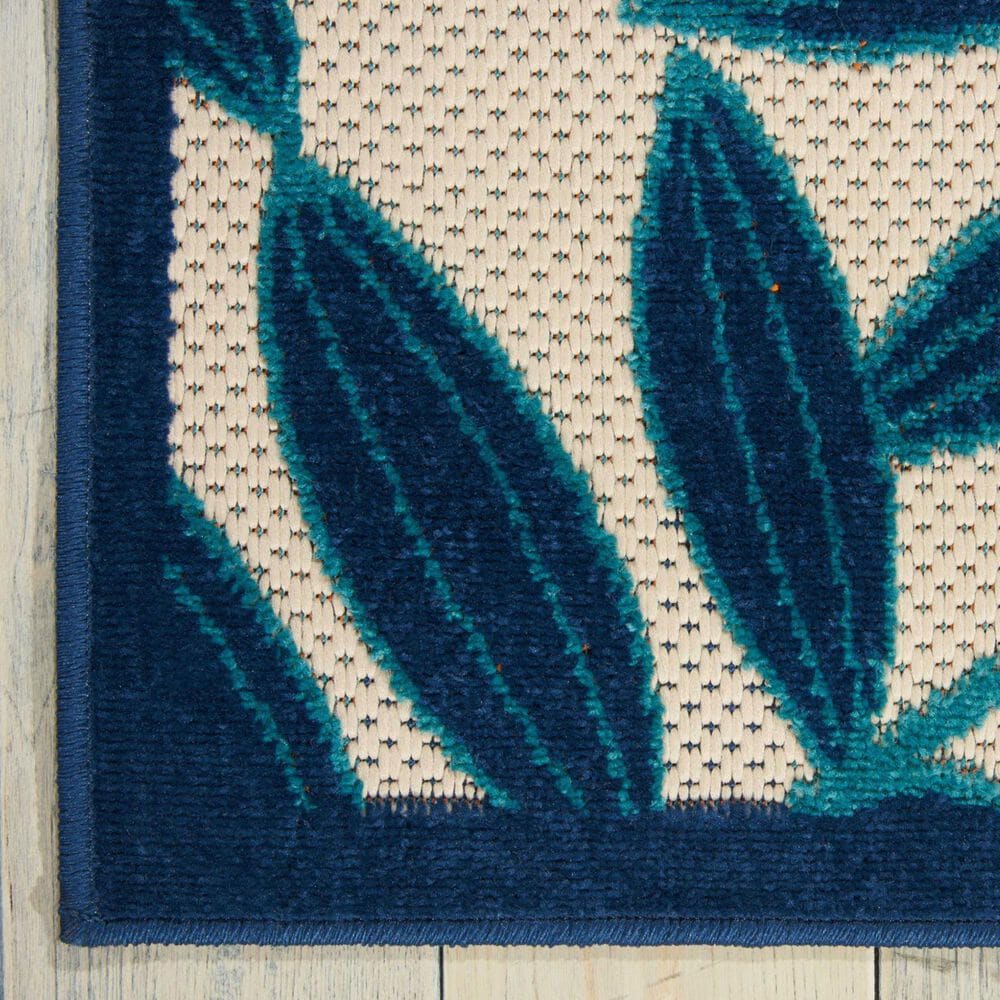 Nourison Aloha Floral 5&#39;3&quot; x 7&#39;5&quot; Navy Indoor/Outdoor Area Rug, , large