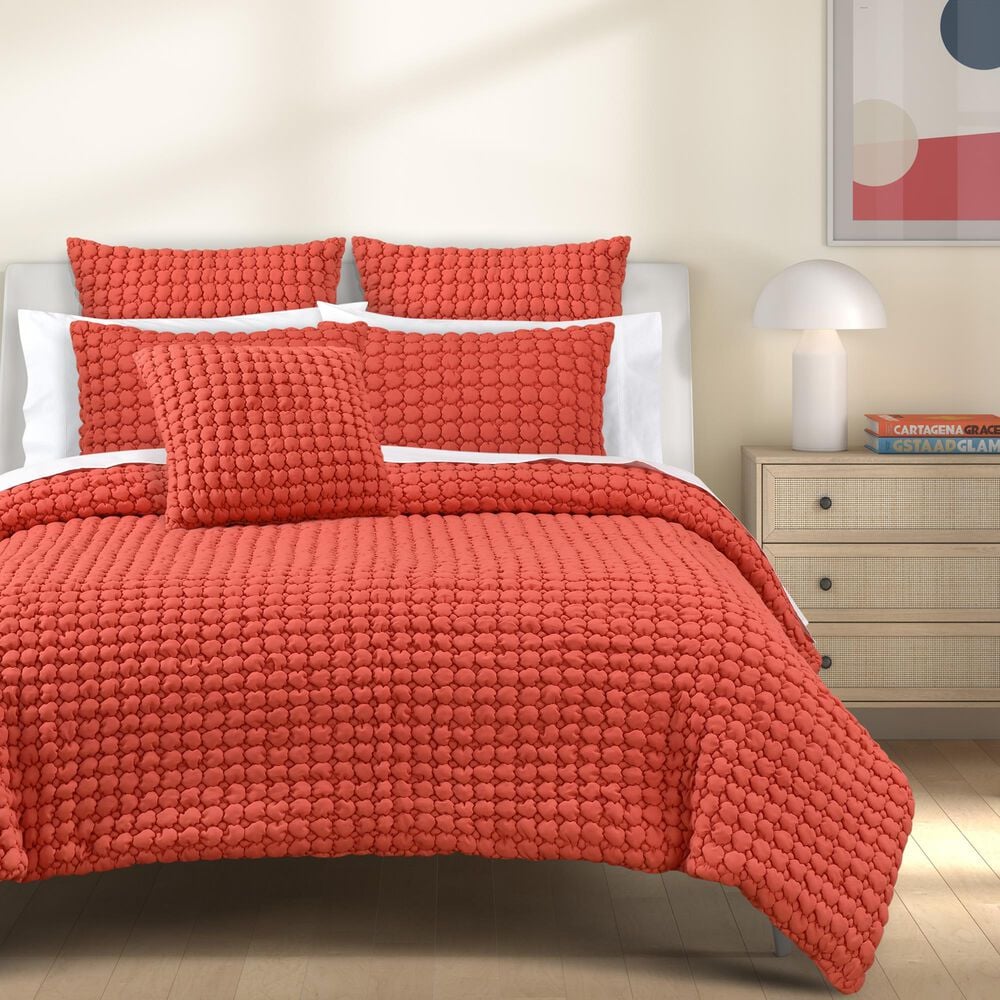 J. Queen Bold Cloud Puff 3-Piece Full/Queen Quilt Set in Melon, , large